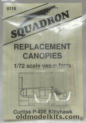 Squadron 1/72 (2) Curtiss P-40E Kittyhawk Squadron Replacement Canopies, 9116 plastic model kit